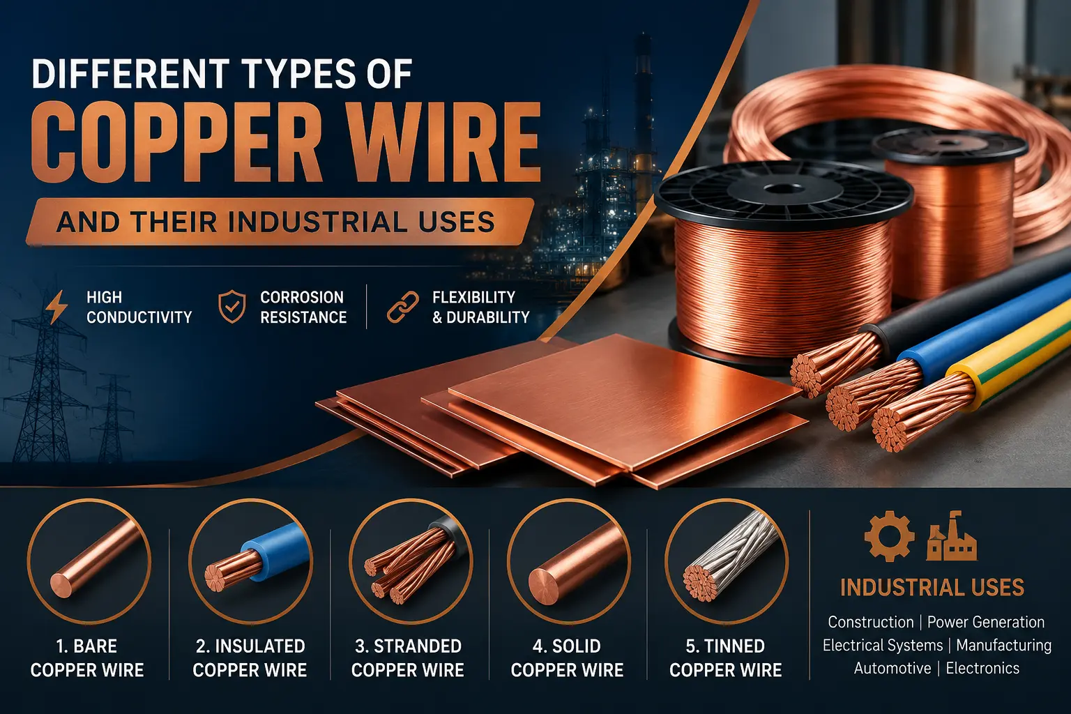 Different Types of Copper Wire and Their Industrial Uses